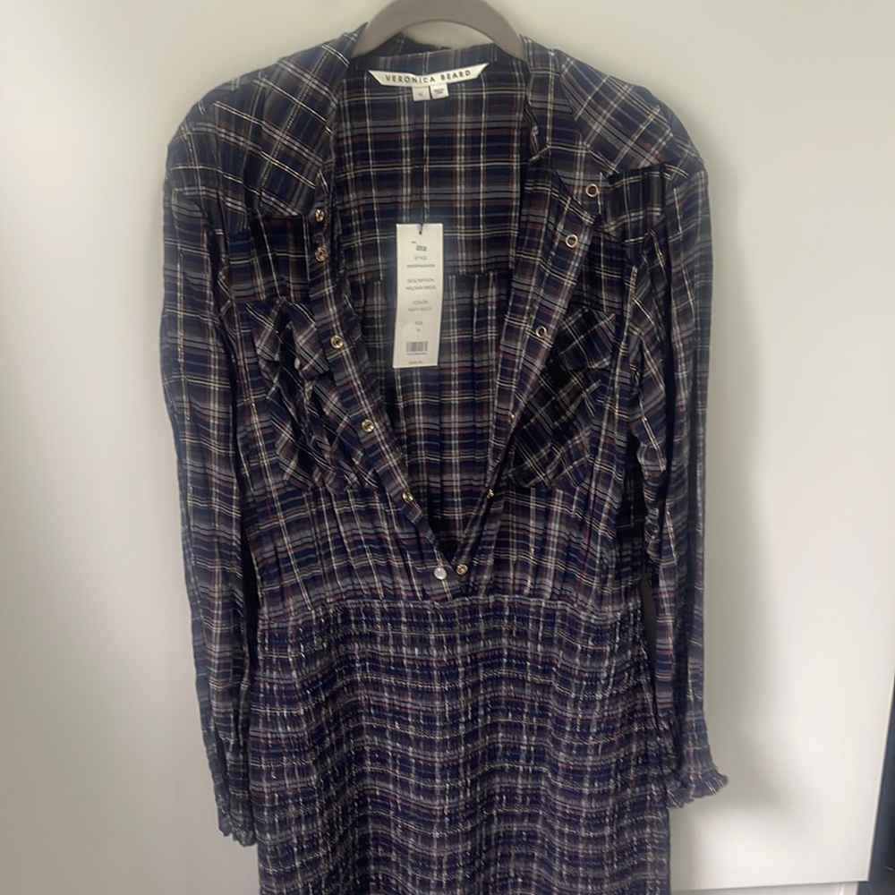 Navy multi  pattern shirt dress